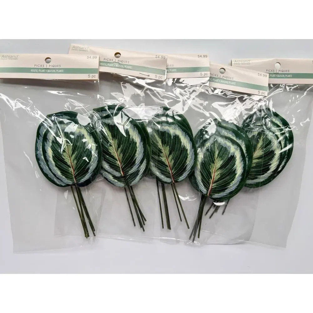 Medallion Plant Floral Picks Florist Supply Set of 25 Leaves Calathea Roseopicta